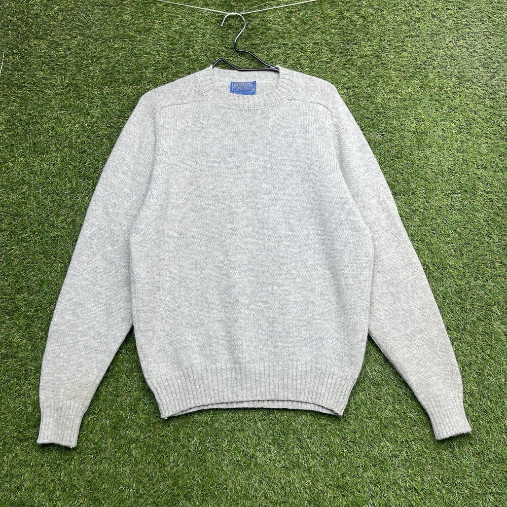 Pendleton Shetland Wool Crewneck Sweater Mens XL Gray Heather 100% Wool Dress